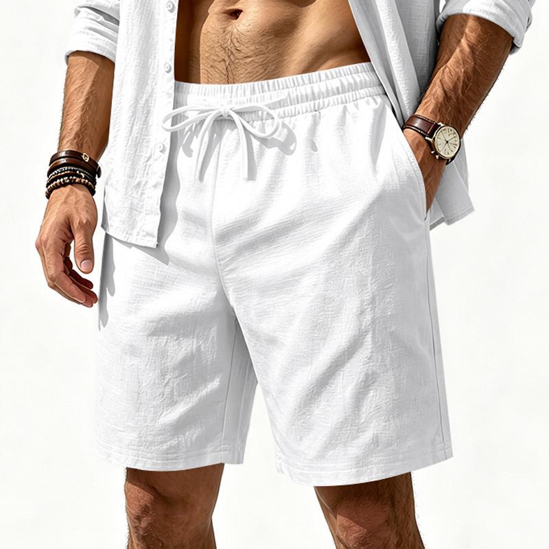 Mens Elastic Waist Drawstring Summer Beach Loose Shorts S