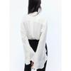 Summer New Women Clothes French Style Design Stand Collar Long Sleeve Frill Neckline Lace-up Top 1264464