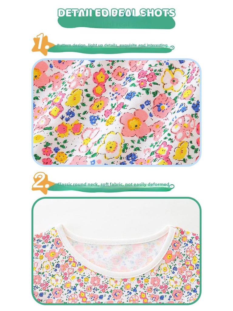 Sommerliches Prinzessinnenkleid mit Blumenmuster für Mädchen – europäischer und amerikanischer Stil