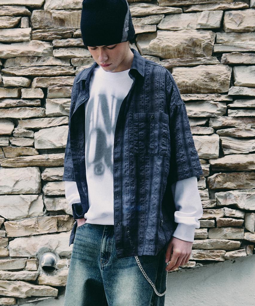 Eonoideu Essential Seersucker Check Shirt Lq2Yu343_Charcoal