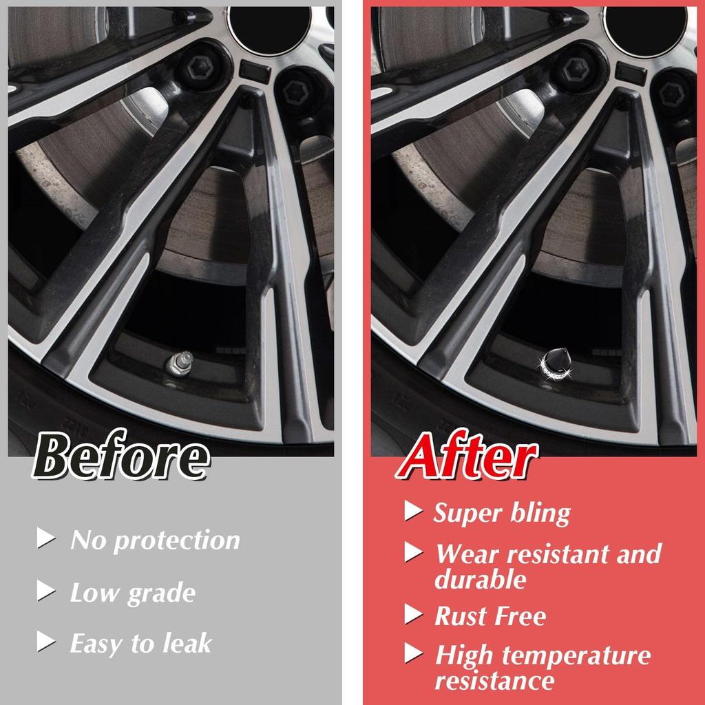 Bling Tire Valve Caps, Handmade Crystal Rhinestone Dimand Tire Caps, 4 Pack Aluminum Alloy Universal Valve Stem Caps Bling Car Accessories for