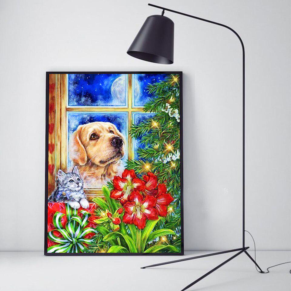 Diamond Embroidery Cat Rhinestone Art 5D DIY Diamond Painting Dog Animal Cross Stitch Christmas Home Decor Gift