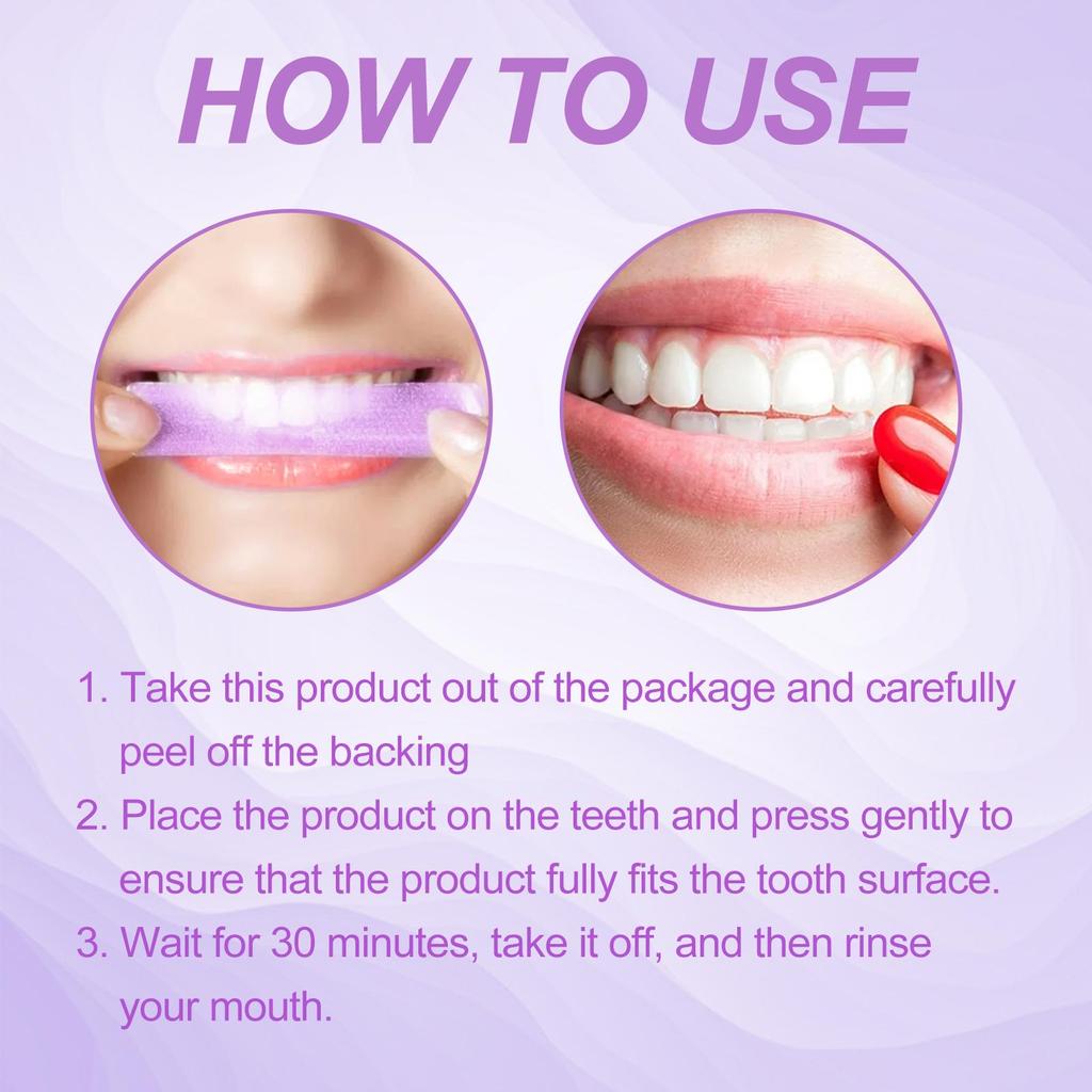 Purple Brightening Teeth Whitening Strips: Deep Cleaning & Stain Removal for a Healthy Smile