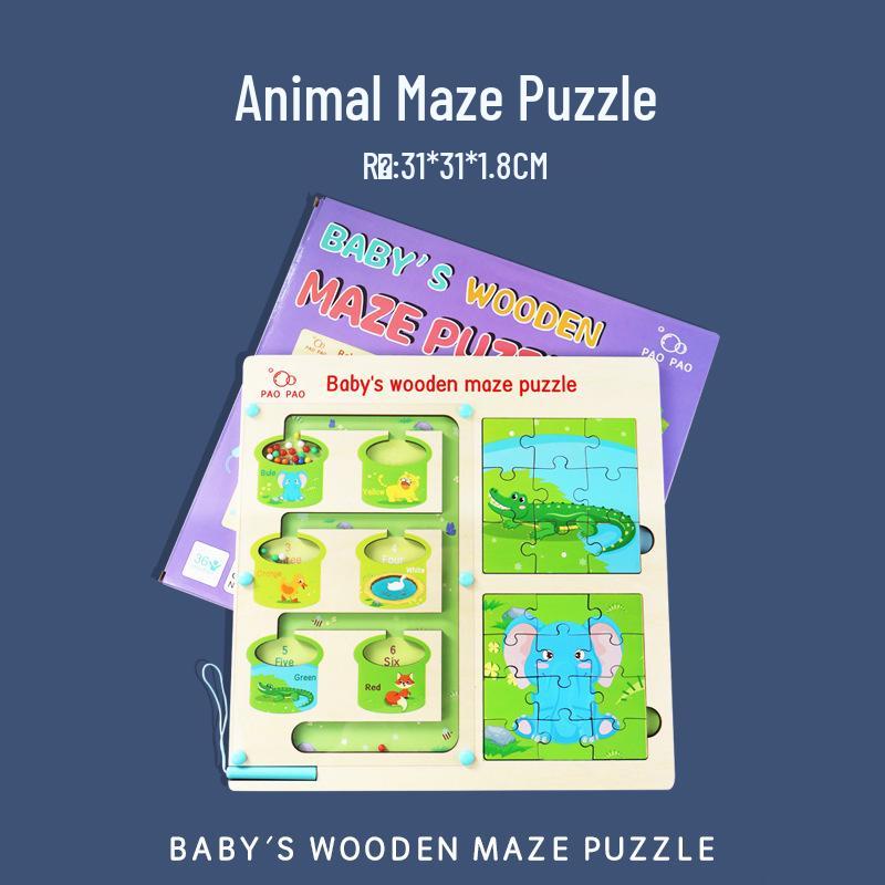 Wooden Magnetic Marble Maze Game for Kids - Educational, Early Learning, Logic Development Toy