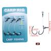 3pcs European-Style Carp Fishing Hooks With Bent Shank Anti-Weed Design High-Carbon Steel Rubber Bead Float Rig