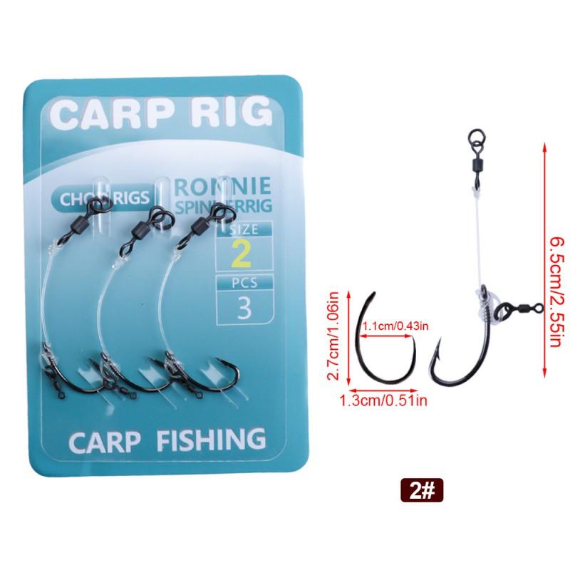 3pcs European-Style Carp Fishing Hooks With Bent Shank Anti-Weed Design High-Carbon Steel Rubber Bead Float Rig