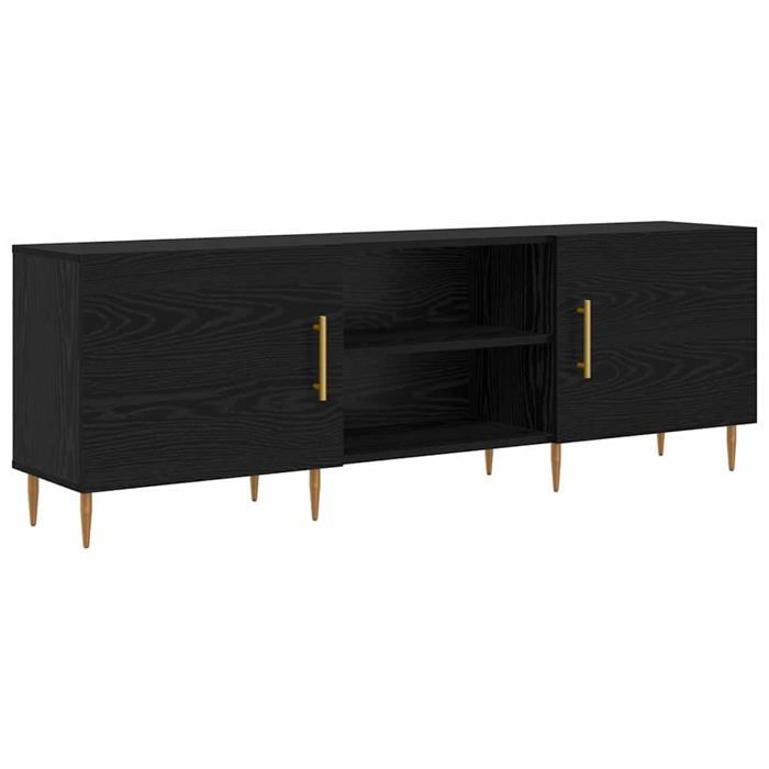 Meuble TV moderne - vidaXL - Chêne Noir - 150x30x50 cm - Bois d'ingénierie - 2 portes - 2 étagères - Montage au sol