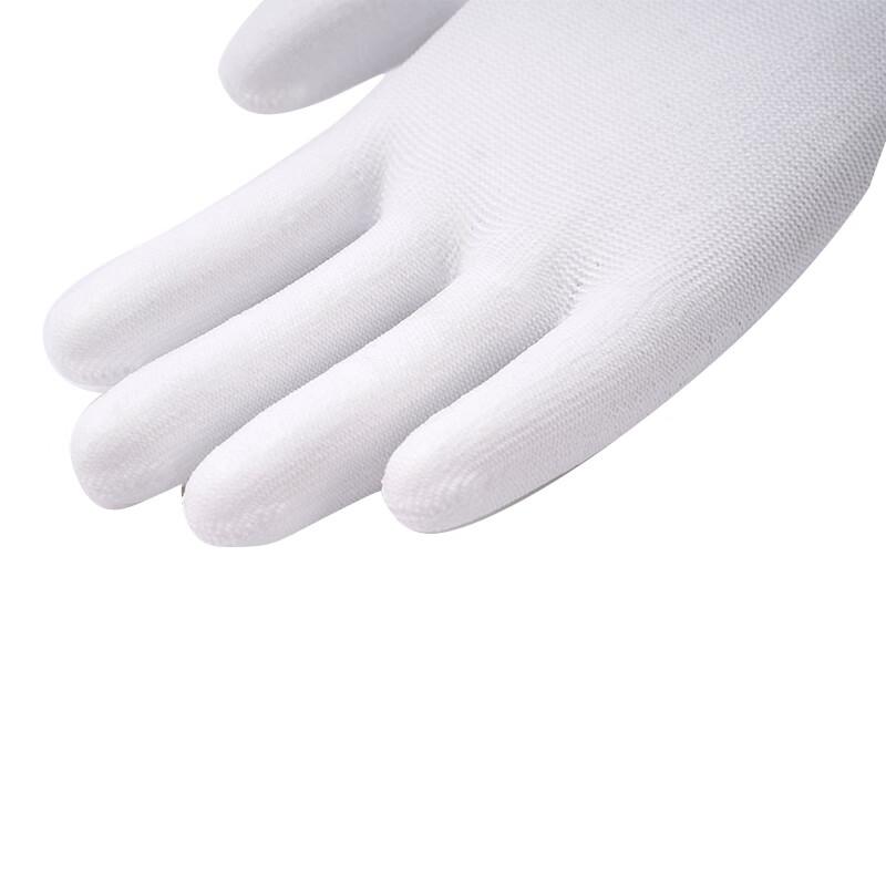 Coated Work Gloves, Protective Labor Wear, Dust-Free Summer Breathable Non-Slip Coated Layer, 508 Wear-Resistant Coated White, 12 Pairs/Large Size L