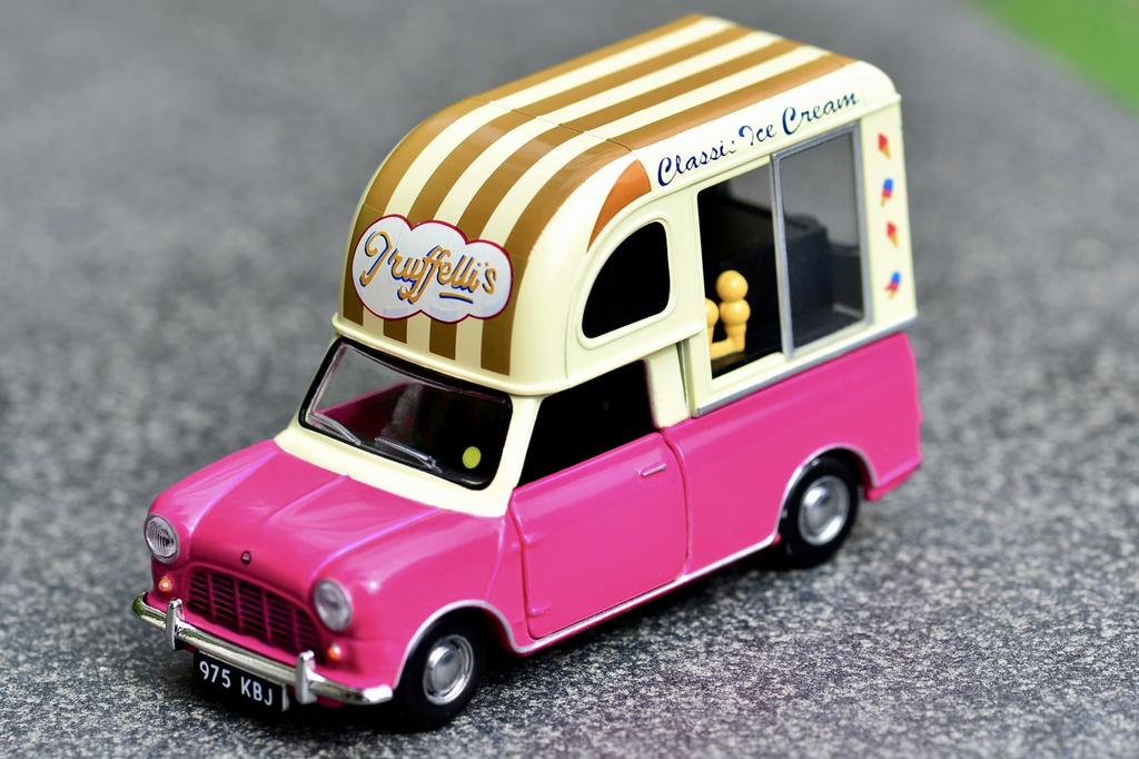 Tiny City Scale Diecast Model Car Morris Mini Ice Cream Van 1/50 (Wine Red)