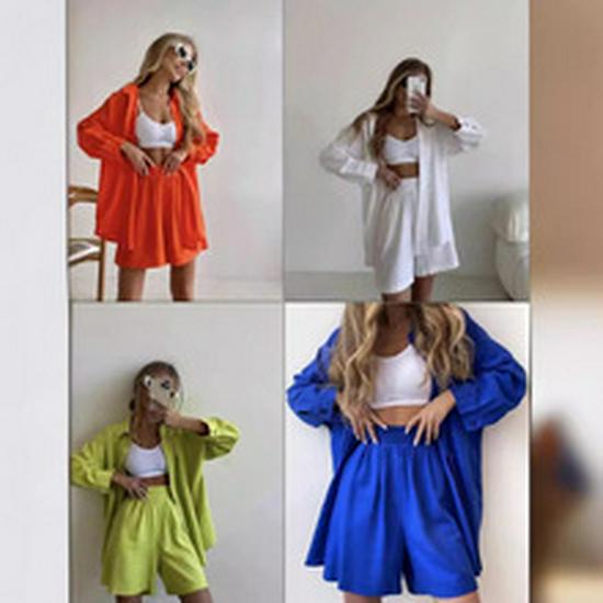 Women's 2-Piece Summer Suit: Temuxiyin Casual Belted Half-Sleeve Top and Wide-Leg Pants