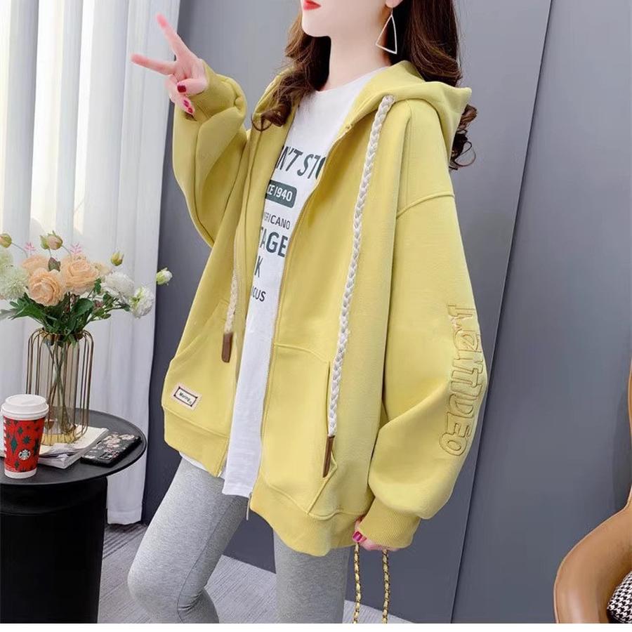 Spring Autumn Lightweight Lazy Style Loose Versatile Hoodie Jacket Trendy