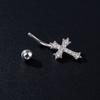 Rhinestone Cross Belly Button Ring Curved Bar Navel Piercing Jewelry Stainless Steel Belly Stud