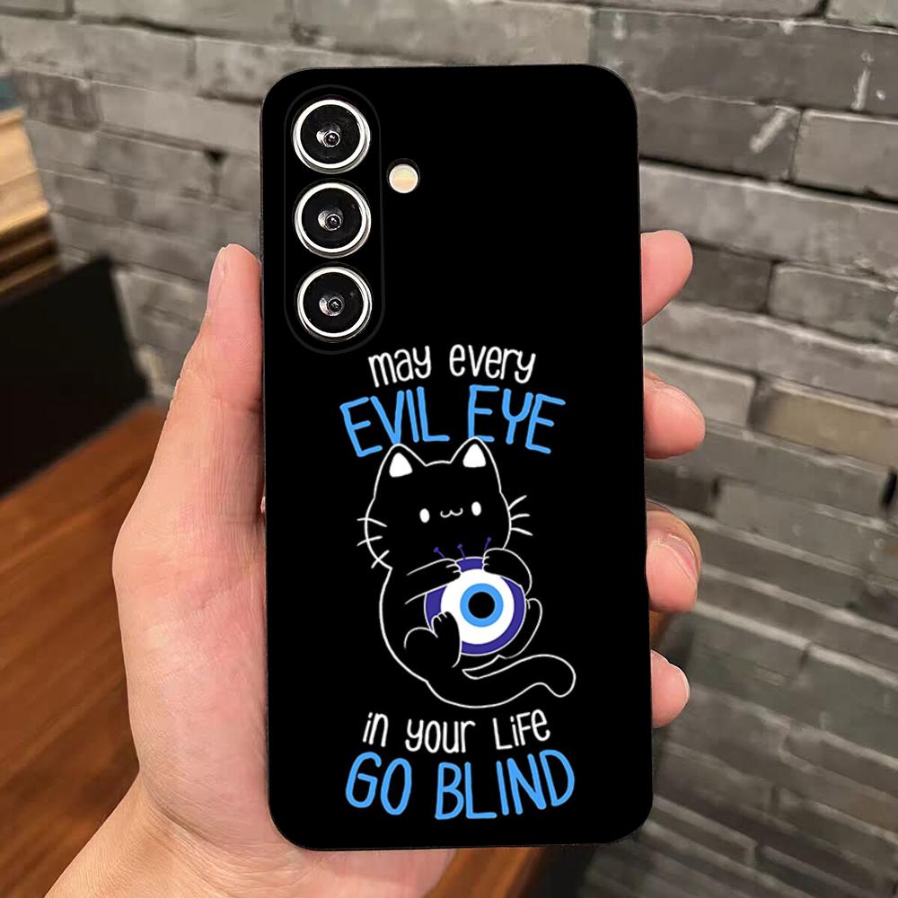 Vintage Evil Eyes Blue Phone Case For Samsung S25 Edge S24 S23 S22 S21 S20 Ultra Plus Fe Galaxy A54 A53 A34 A25 A16 Silicon Cove