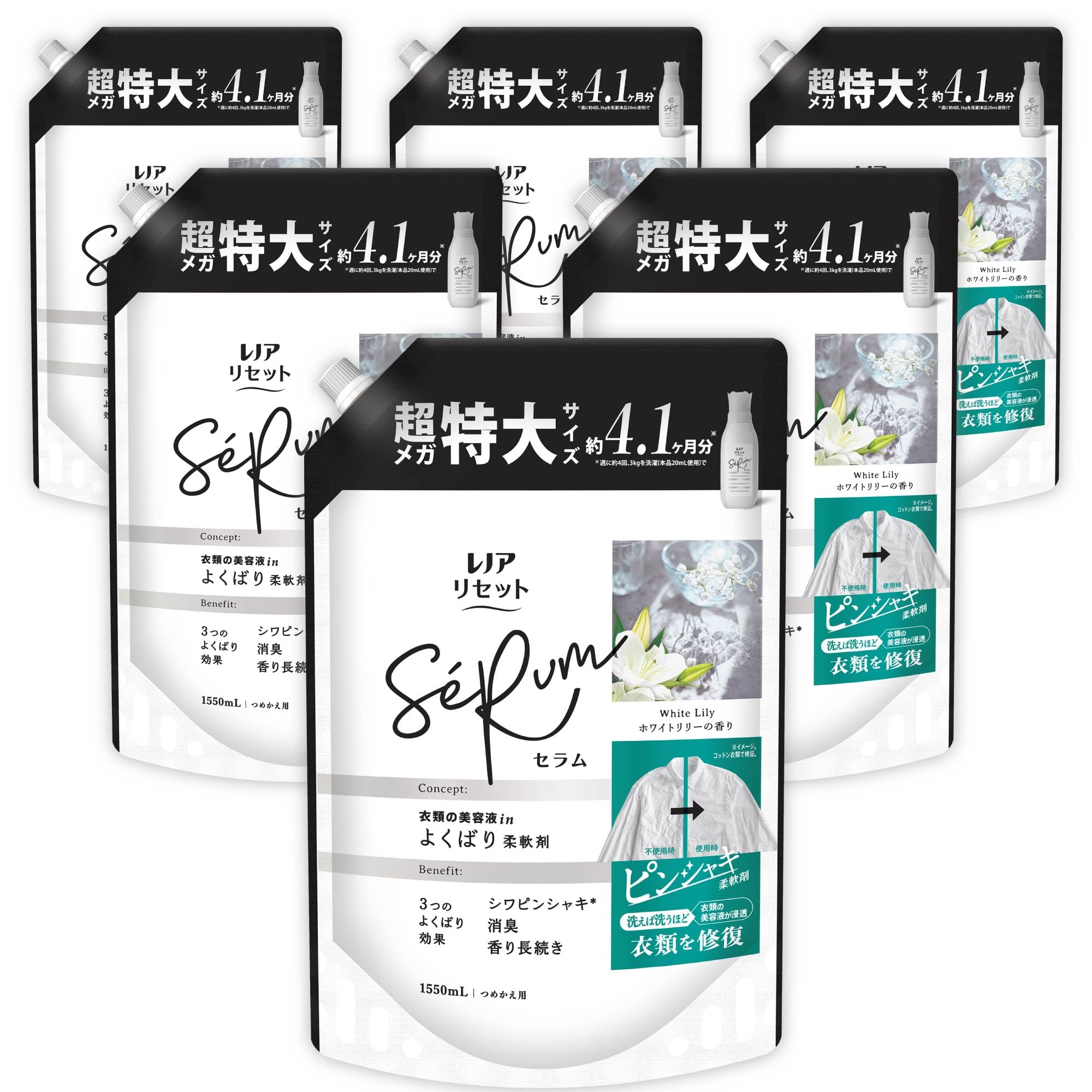 

Lenor Reset Serum Softener White Lily Scent Refill x 6 пакетов 1550 мл [Большая емкость] [Коробка с продуктом]