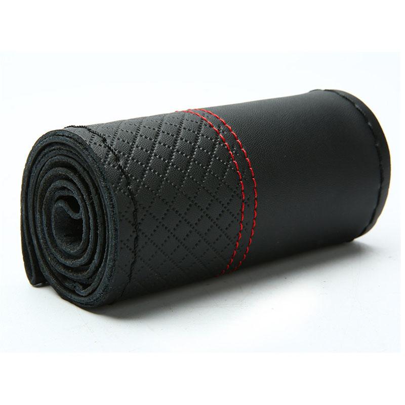 

Чехол на руль из натуральной воловьей кожи, верхний слой 38 см, плетеный, черный, двойная строчка, прошитая вручную игольной нитью