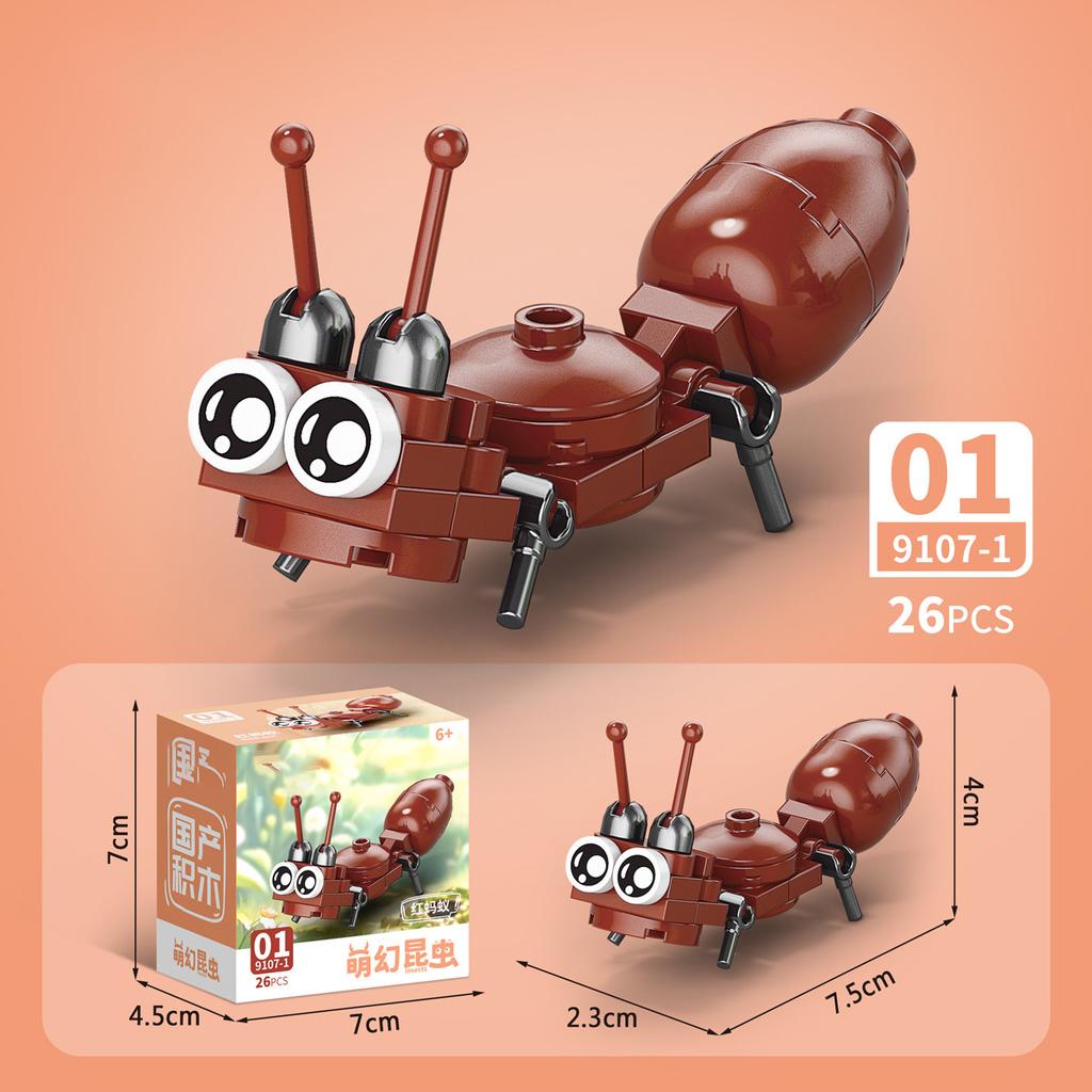 Sada figurek hmyzu a zvířat Mini stavebnice Hračka k sestavení 3D konstruktor Mikro kostičky Hračka pro děti Chlapce 9 až 12 let Dárek