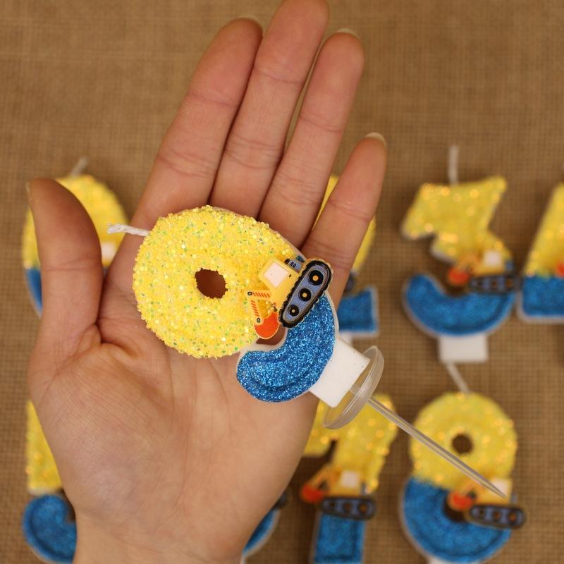 Creative Engineering Car Excavator Digital Birthday Candle Cake Decoration Handmade Birthday Candle