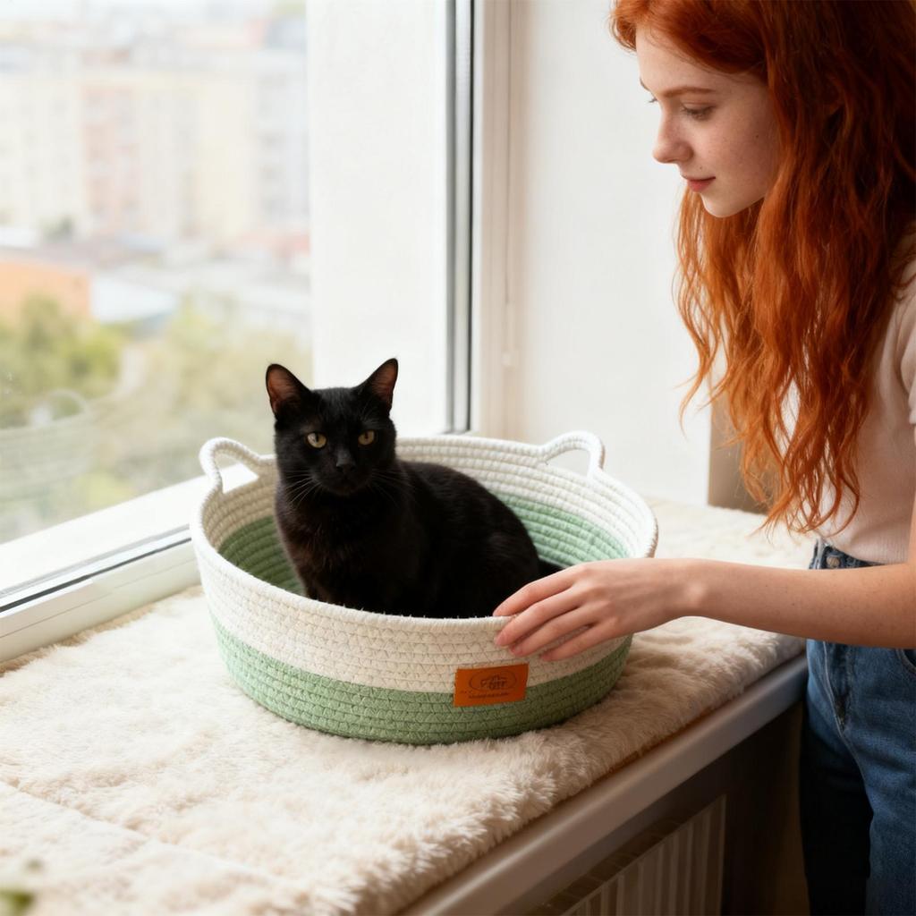 Washable Cat Bed Woven Pet Supplies With Mat Indoor Cat Bed Woven Basket For Indoor Puppy Bunny Small Dog Pet Animal All Seasons