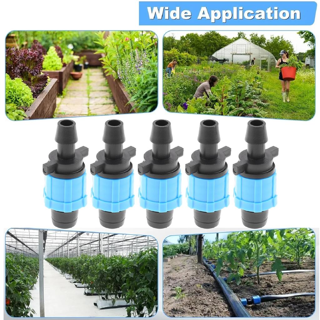 50Pcs Drip Tape Connector Irrigation Tubing Fittings Twist Locks 1/2" Barb for 5/8" Drip Tape Sprinkler Fits Garden Flower Beds