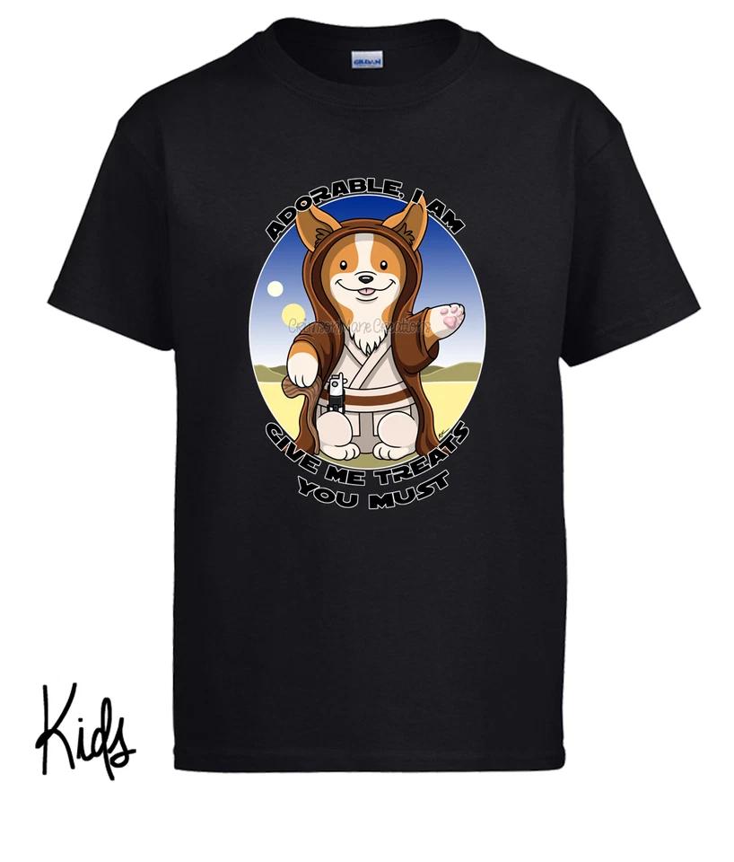 Corgi Yoda Jedi Star Wars kids boys T-Shirt, Dog Cute Geek Gift, Kids Ladies Mens Sizes 100
