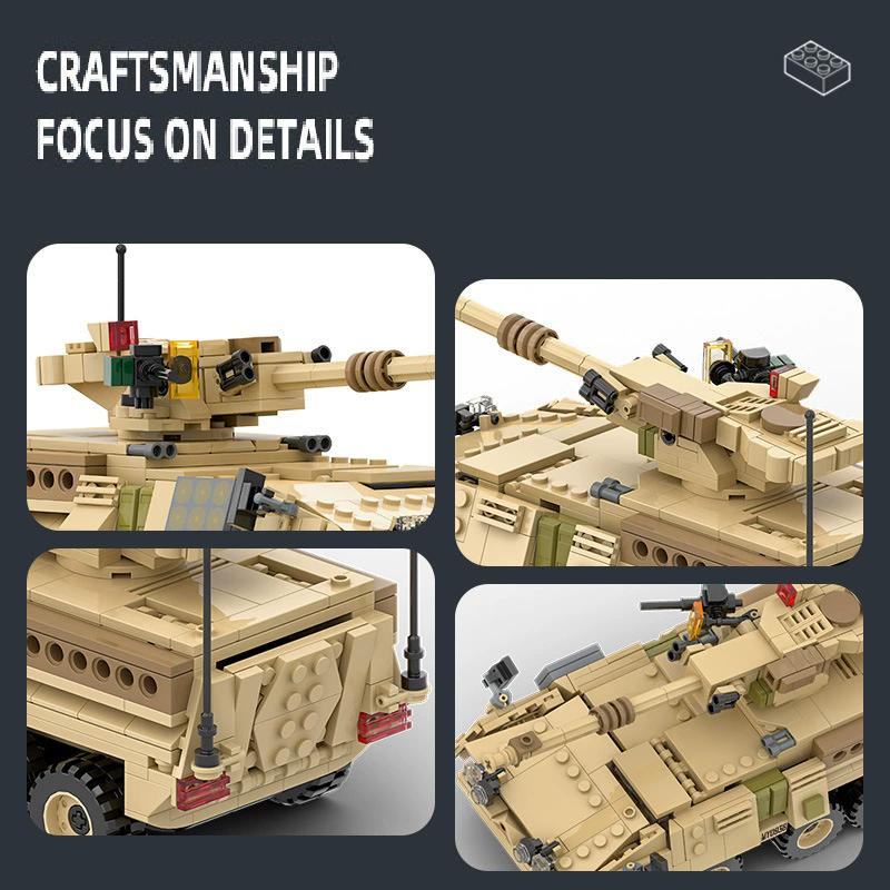 458PCS WW2 Military SAWT M1128 Mobile Gun Tank Building Blocks Mobile Gun System Model Bricks Children's Toys