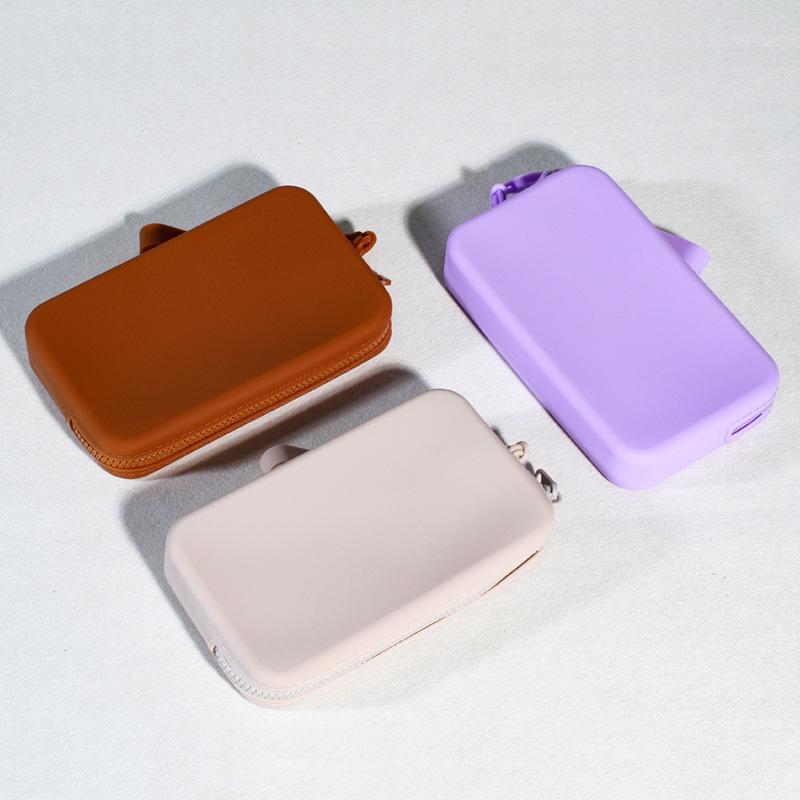 Silicone Square Zipper Cosmetic Bag: Portable Waterproof ID & Passport Storage, Small Handbag, Coin Purse