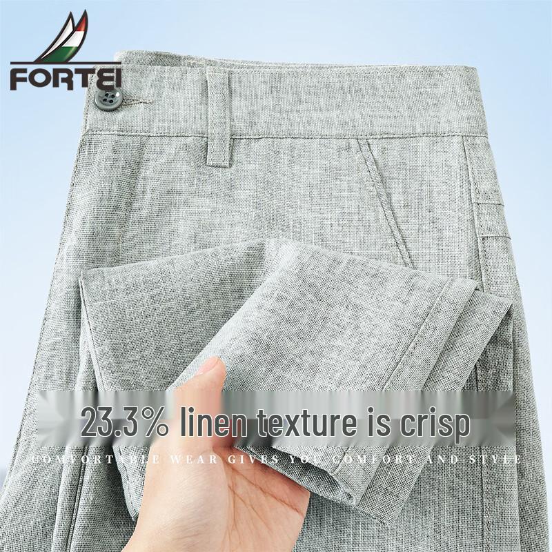 Men s Lightweight Linen Blend Straight Fit Casual Pants 38