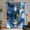 2Pcs Modern Simplistic Curtain Abstract Marble Luxury Art Beautiful Blue And Gold Decorative Window Drapes A