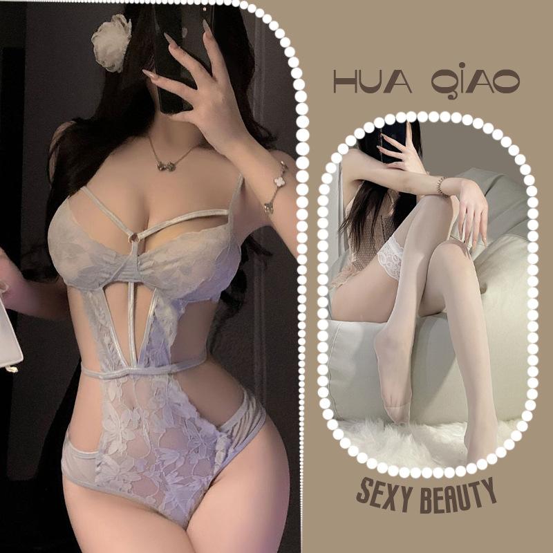 Hollow Skinny Underwear Sexy Siamese Temptation Strap Perspective Lace Free Purple Flirting Underwear