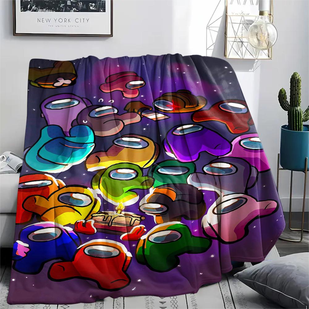 1pz Coperta in Flanella con Stampa Among Us, Alta Qualità per Tutte le Stagioni, Arredamento per la Casa, Calore e Comfort, Perfetta per Regali di Natale