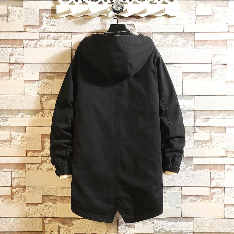 3-Color Autumn And Winter New Men'S Windbreaker Jacket, Mid Length Jacket, Trendy Brand Hooded Solid Color Versatile Casual Jacket