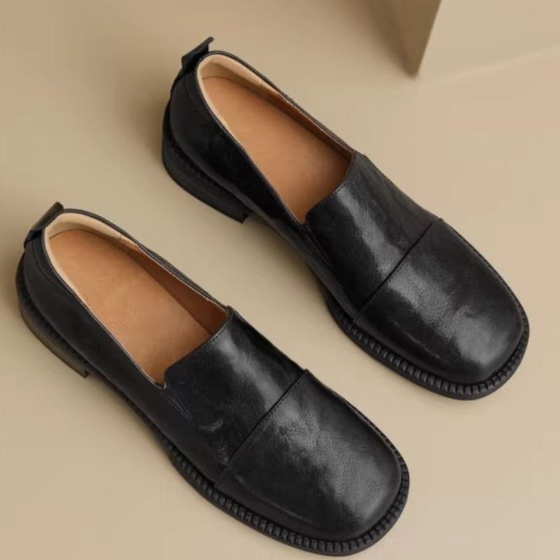 Soft sheepskin black versatile soft-soled single shoes women's spring and autumn new small leather shoes one pedal