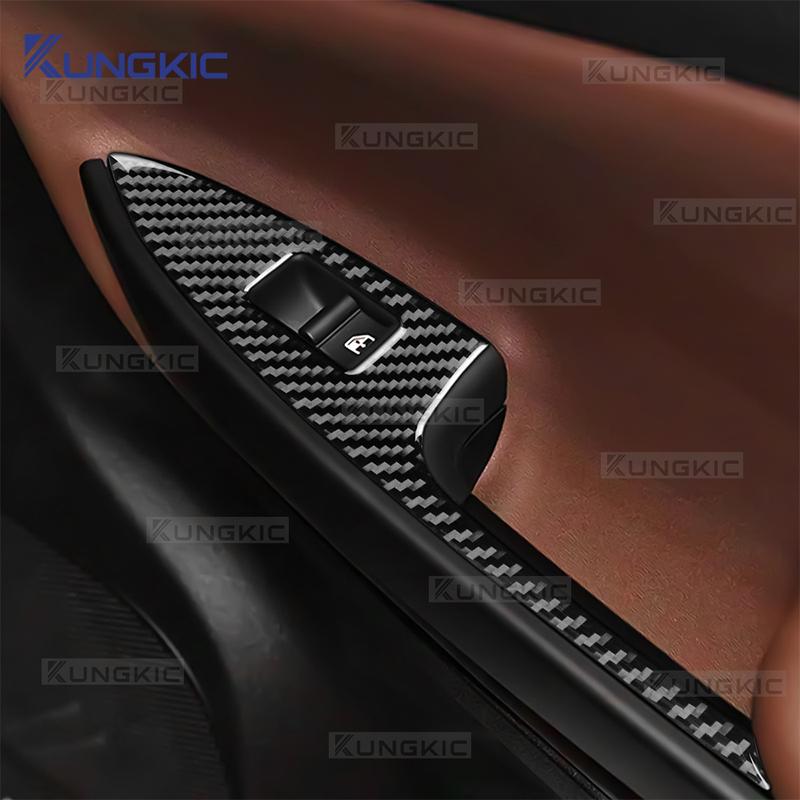 Real Soft Carbon Fiber Sticker For Alfa Romeo Giulietta 940 2010 2011 2012 2013 2014 2015 2016-2021 Car Window Lift Switch Panel