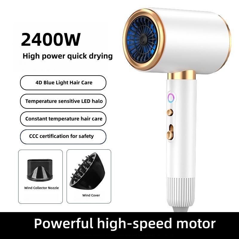 High-Speed Hair Dryer 2400W High-Power Blue Negative Ion Ultra Quiet Hair Salon Home Hair Dryer US/EU/UK/AU Plug