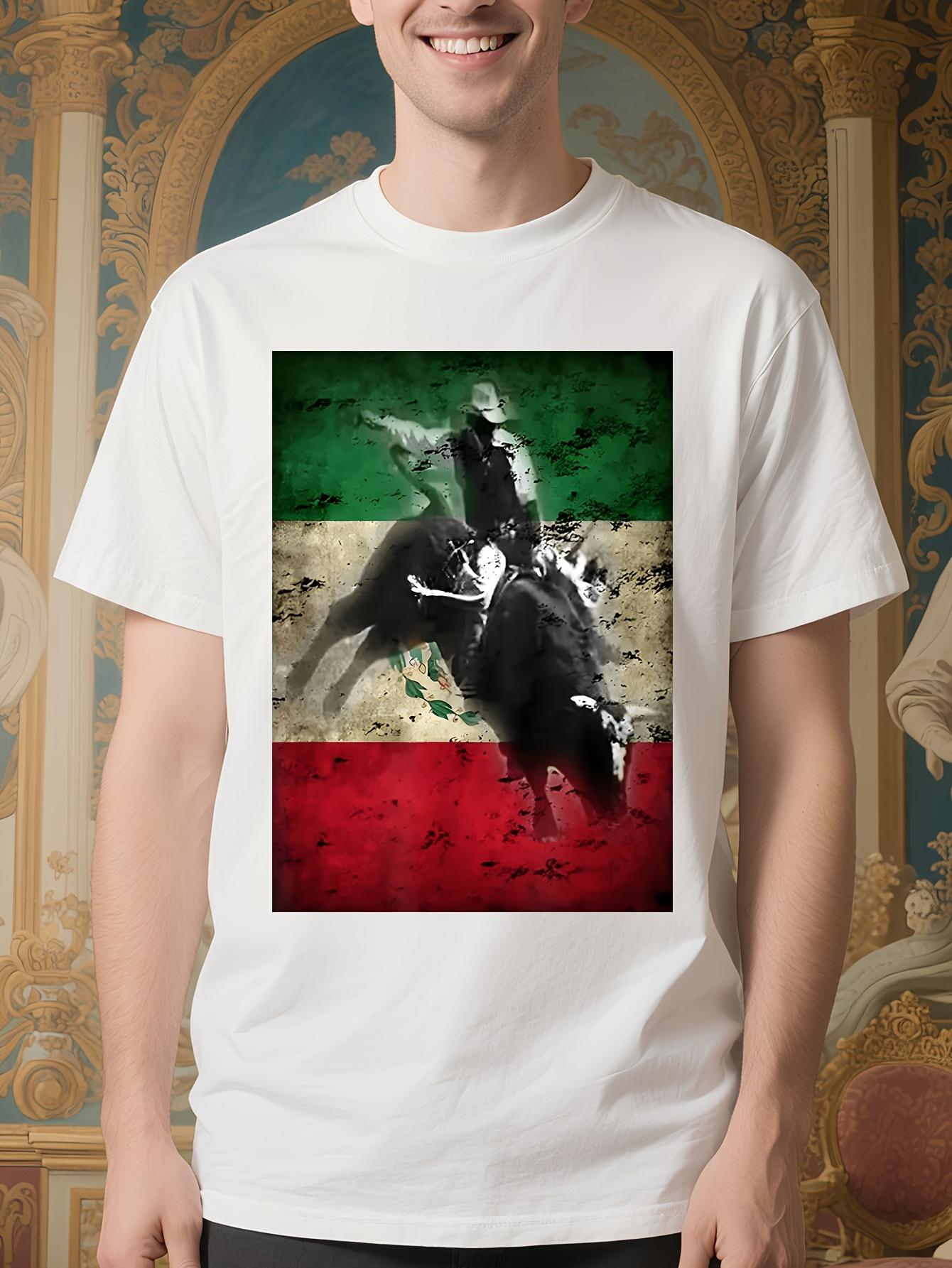 Mexican Cowboy Bull Riding Graphic Tshirt - White Tee wit... XXXXL