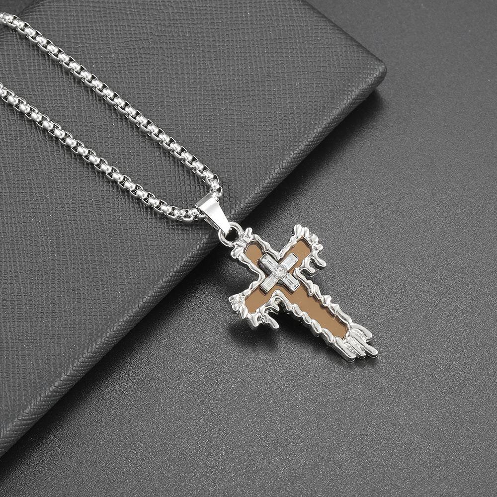 Personality Punk Multiple Crosses Pendant Necklace for Men Women Stainless Steel Fashion Hip-hop Street Party Daily Wear Jewelry
