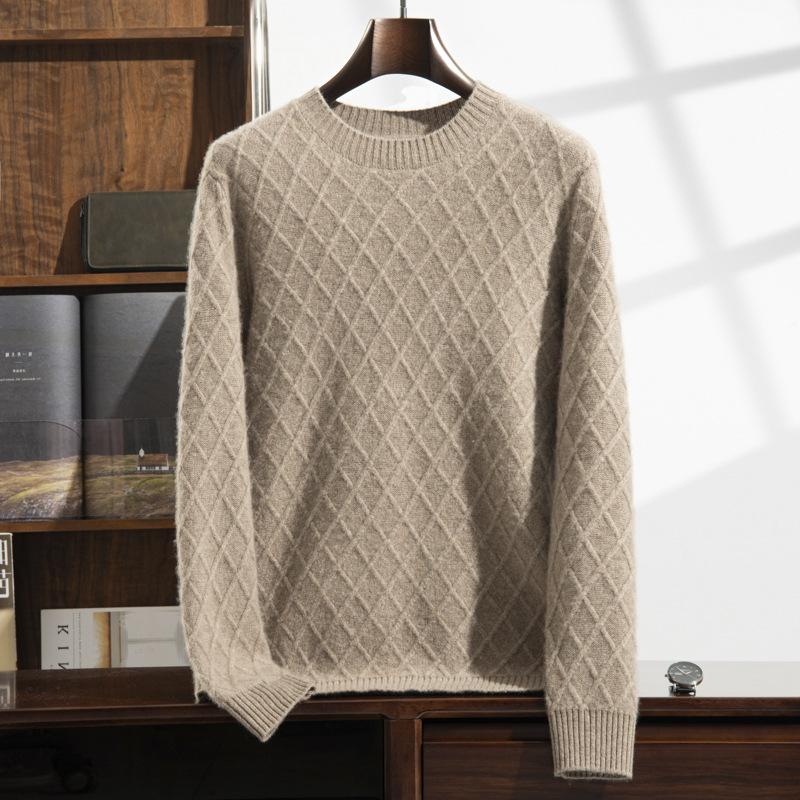

Heavy jacquard thickened cashmere sweater 2025 new youth crew neck wool Korean version loose 3XL