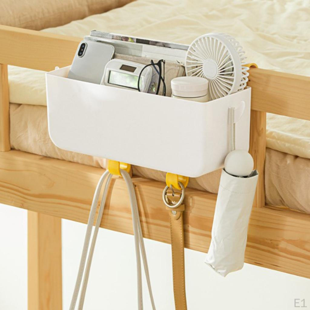 Bedside Hanging Storage Organizer with Hooks for Dorm Room Essentials