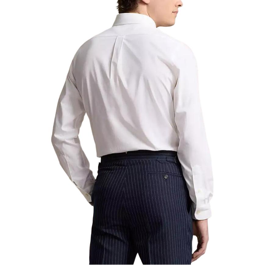 Polo Ralph Lauren Logo Koszula Męska z Długim Rękawem Zapinana na Guziki Biała 710928252-001