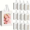 8pcs Gift Bags with Transparent Window Handles White/ Pink Gift Wrap Tote Bags for Birthday Party Favor Bags Weddings Present Festivals Party
