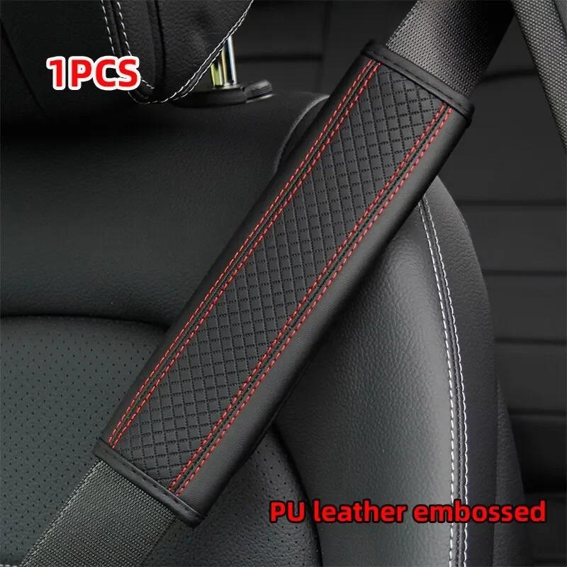 Car Seat Belt Cover Shoulder Pad Leather Seat Belt Crown Crystal Rhinestones Seat Safety Belt Case For Car Shoulder Strap Pad