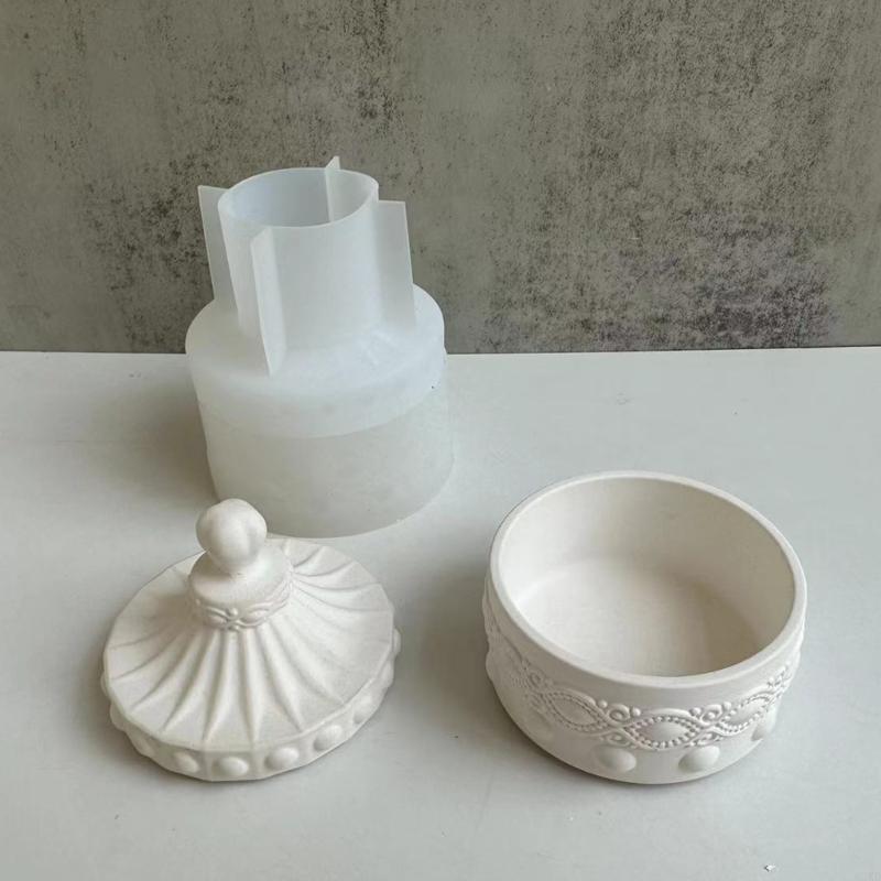 62KD Storage Box Silicone Resin Mould with Lid Jewelry Container Home Decorations DIY