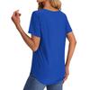 Dames T-shirts V-hals Korte mouwen Casual tops Losse pasvorm Basic T-shirts met gebogen zoom