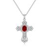 S925 Pure Silver All Diamond Cross Necklace for Women, Silver Inlaid with Natural Color Treasure, Fashionable and Versatile Gift