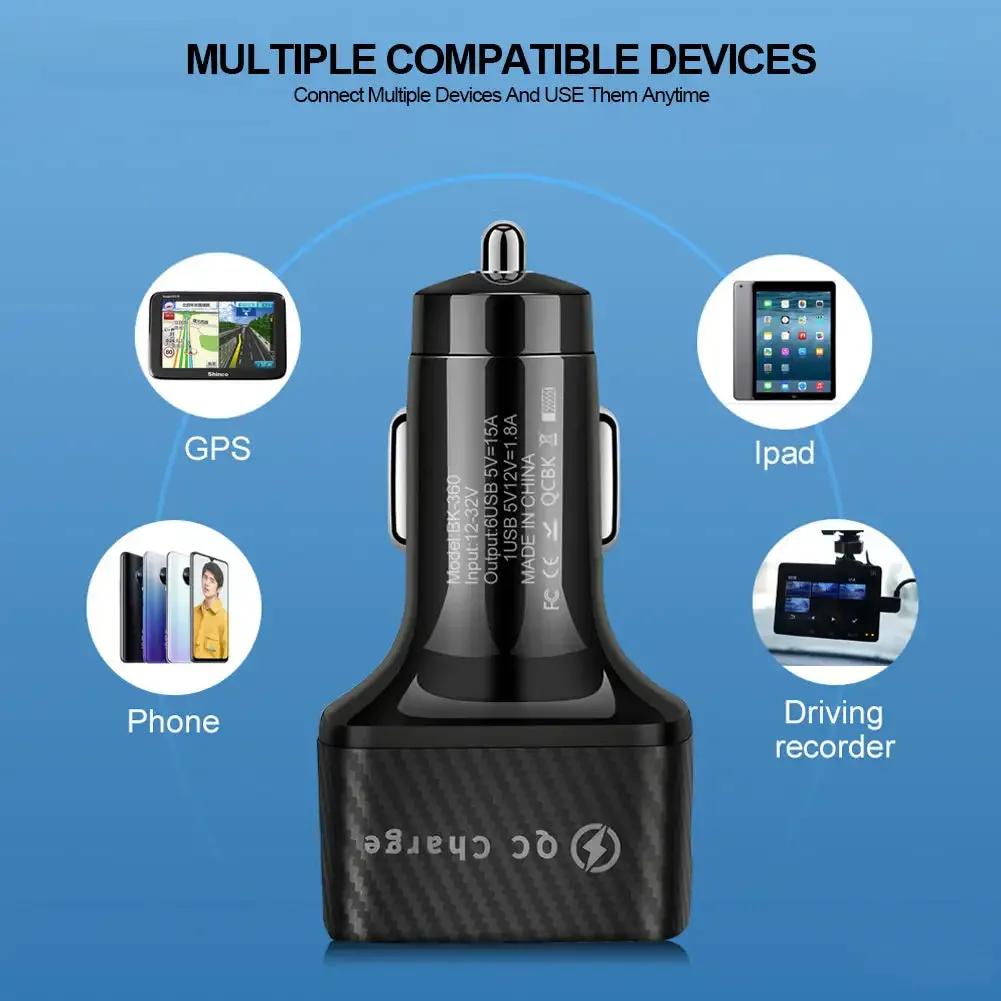 75W 6 USB Car Charger Fast Charging Phone Adapter in Car 15A For iPhone 13 12 Pro Xiaomi Huawei Samsung Car Quick Charge