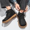 Men’s Retro Short Ankle Boots Shoes Fashion Casual Driving Shoes Black Brown Wide Head High Top Shoes Plus Size