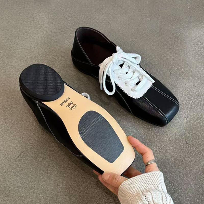 Sheepskin Version~ Casual Versatile Square Head Strap, Comfortable Soft Sole, Retro College Style and Training Shoes, Color Matching Niche Design