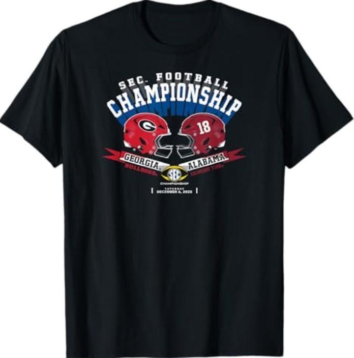 Georgia vs Alabama SEC Championship 2025 Football Black T-Shirt S разноцветный