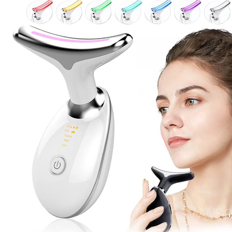 7 Color 3 Modes Facial & Neck Massager Skin Tightening Anti Aging Electric Beauty Device for Face Neck Rejuvenation