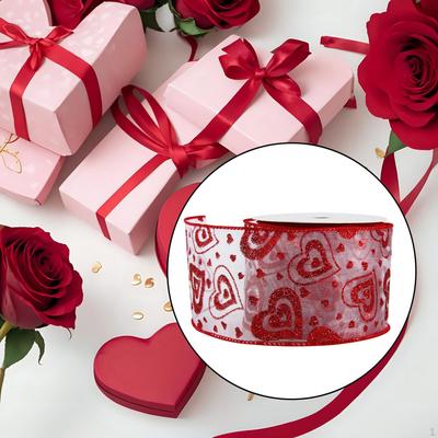 Heart Shaped Ribbons for Valentine's Day Crafts 1.5 Inch Wide Wrapping Scrapbooking